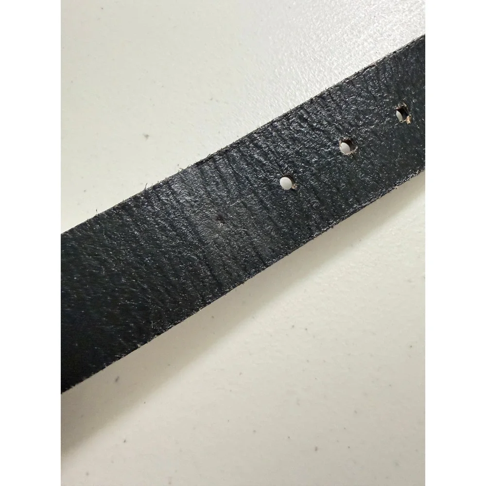 Fossil Mens Black Genuine Leather Belt Silver Buckle‎ Size 85 34
